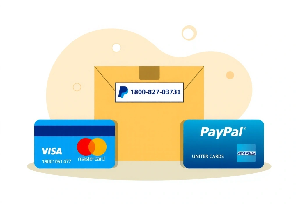 Illustrazione di un pacco in consegna e carte di credito