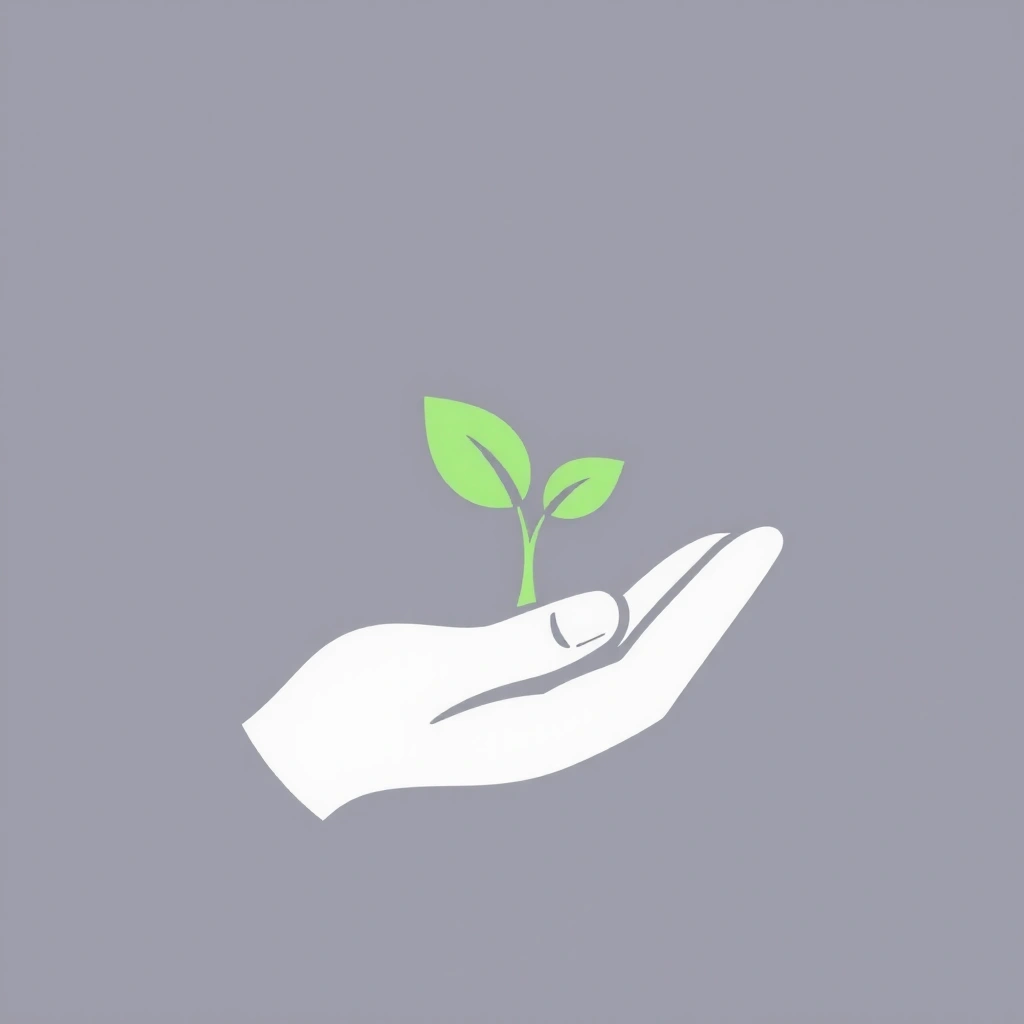 Icona di una mano che tiene delicatamente un germoglio, che simboleggia la cura e il benessere.